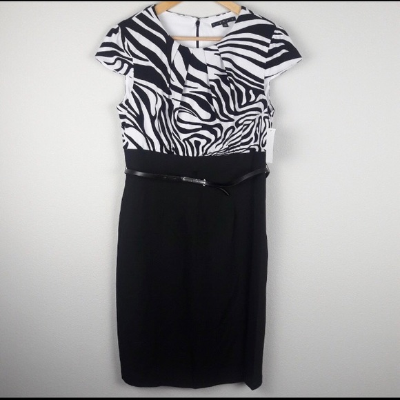 Tiana B. Black/White Zebra Print Dress NWT - Picture 4 of 8